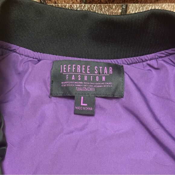 JEFFREE STAR FASHION Black and Purple Star Bomber Jacket L - Picture 6 of 11